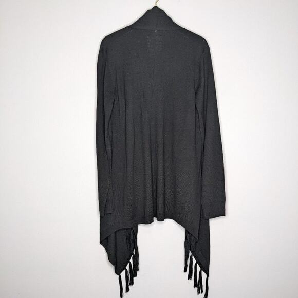 M. Rena Black Long Sleeve Fringe Cardigan Open Front Knit Size M NWT - Picture 7 of 7